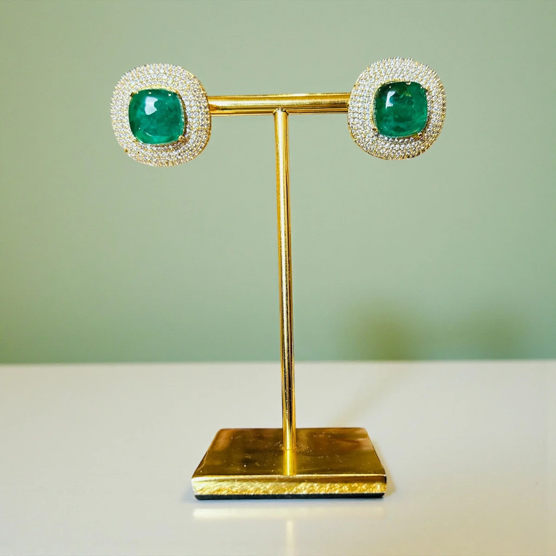 Gold-Tone Emerald Stud Earrings – Classic Holiday Gift 2025 - BeautySutra by Shikha