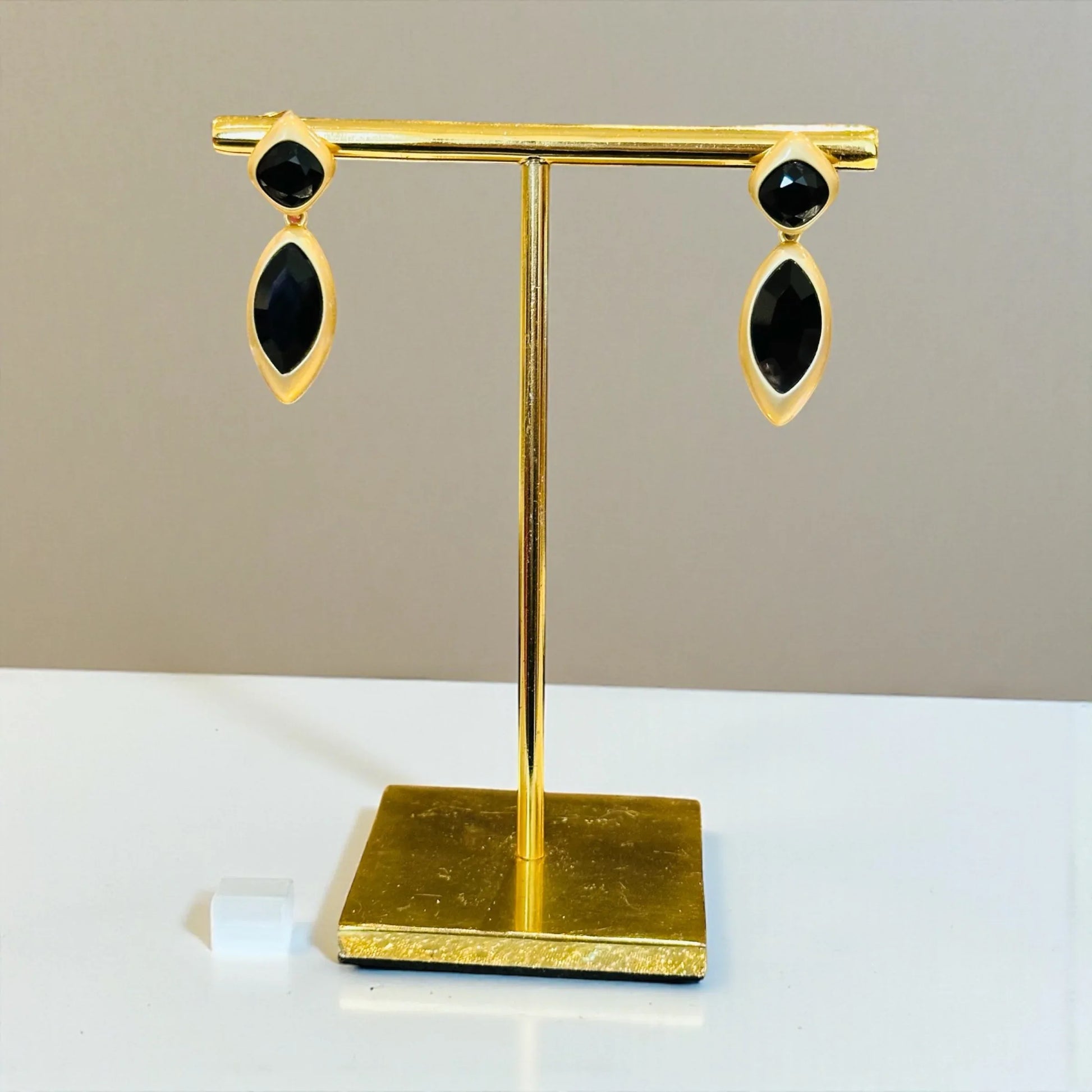 Gold-Tone Black Drop Earrings – Elegant Holiday Gift 2025 - BeautySutra by Shikha