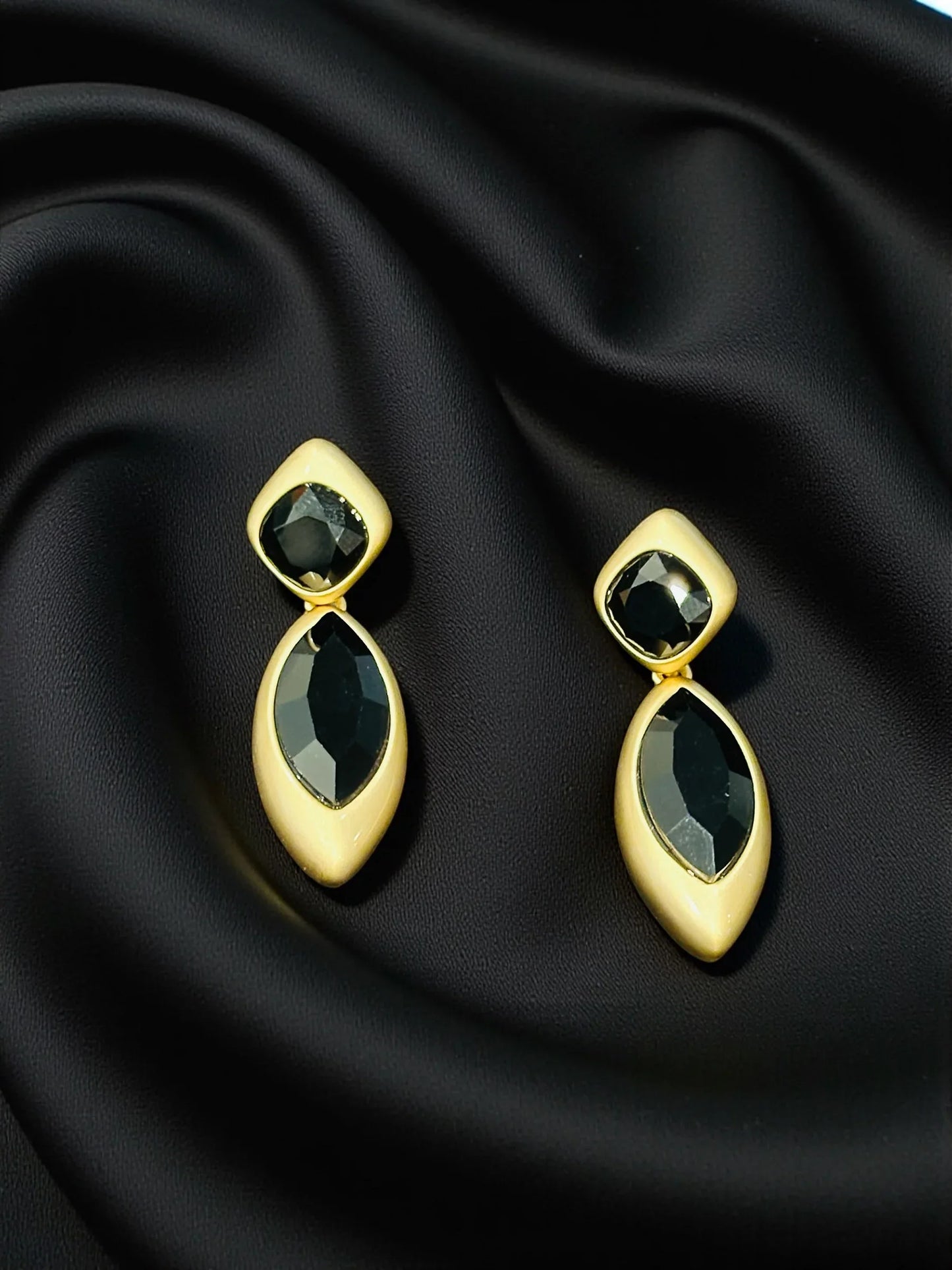 Gold-Tone Black Drop Earrings – Elegant Holiday Gift 2025 - BeautySutra by Shikha