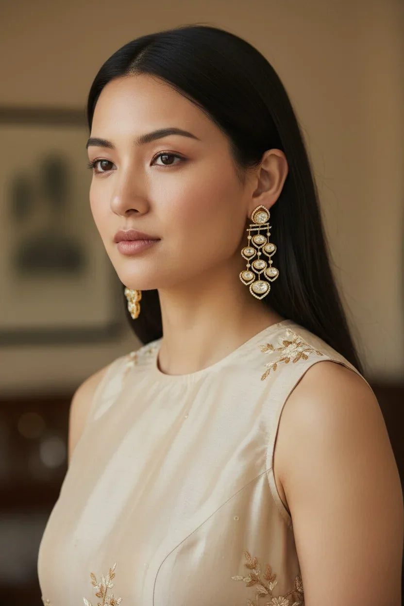 Gold-Tone Chandelier Earrings – Sparkling Holiday Gift 2025 - BeautySutra by Shikha