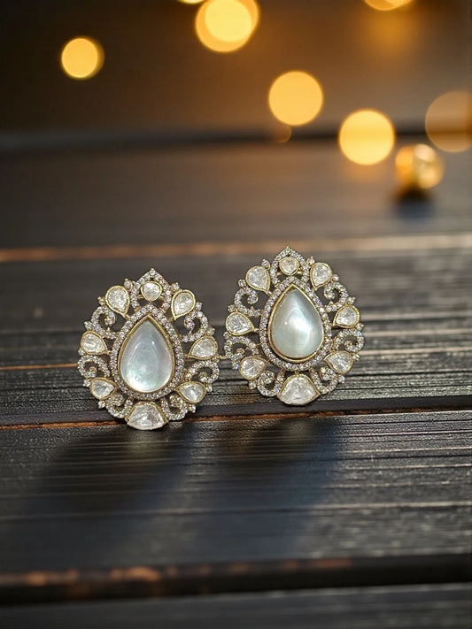 Gold-Tone Moonstone Drop Earrings – Regal Holiday Gift 2025