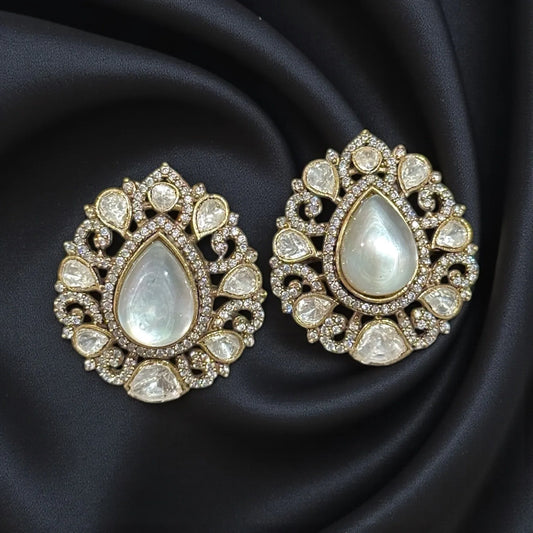 Gold-Tone Moonstone Drop Earrings – Regal Holiday Gift 2025