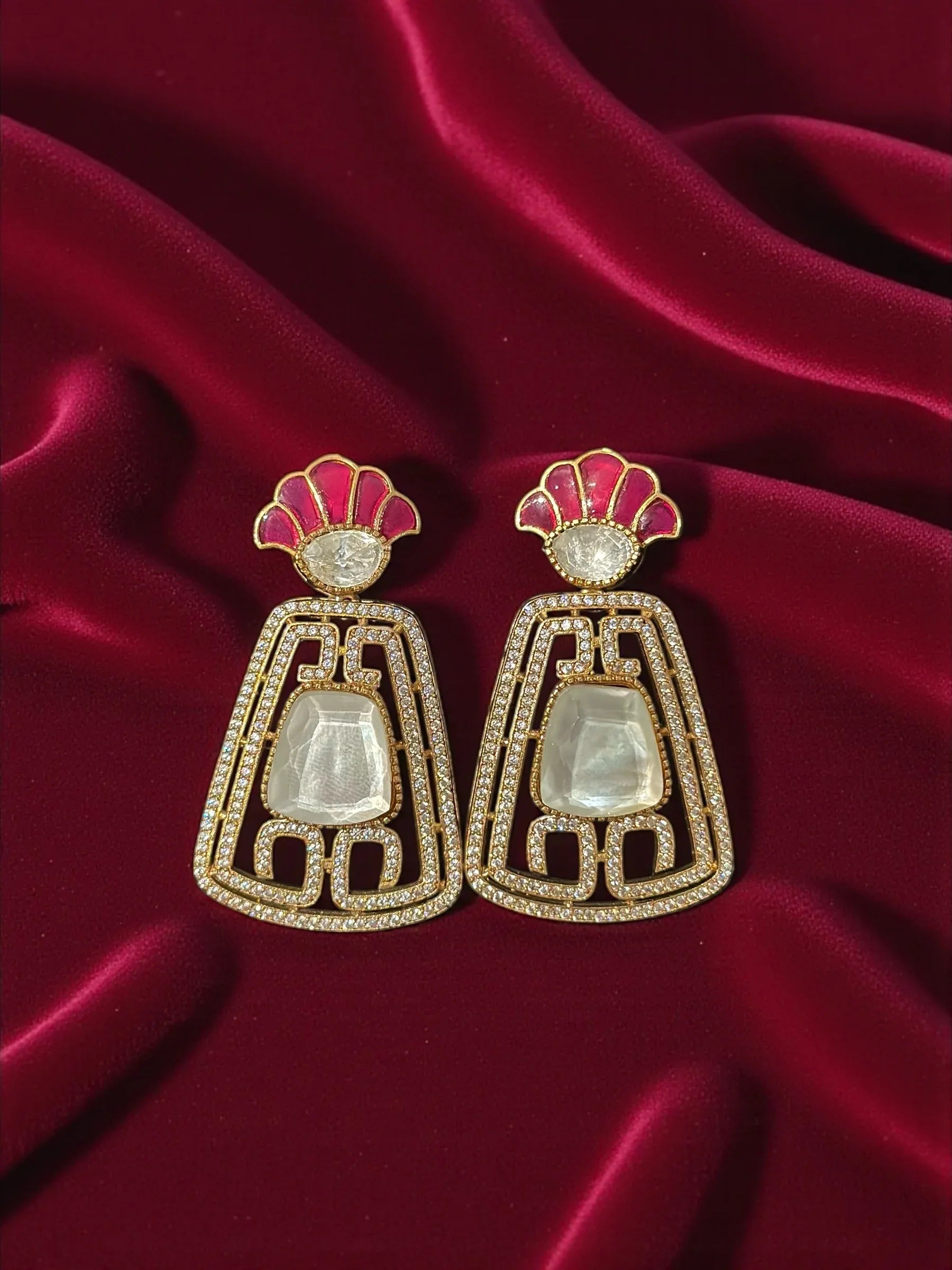 Gold-Tone Red Enamel Drop Earrings – Holiday Glam Gift 2025 - BeautySutra by Shikha