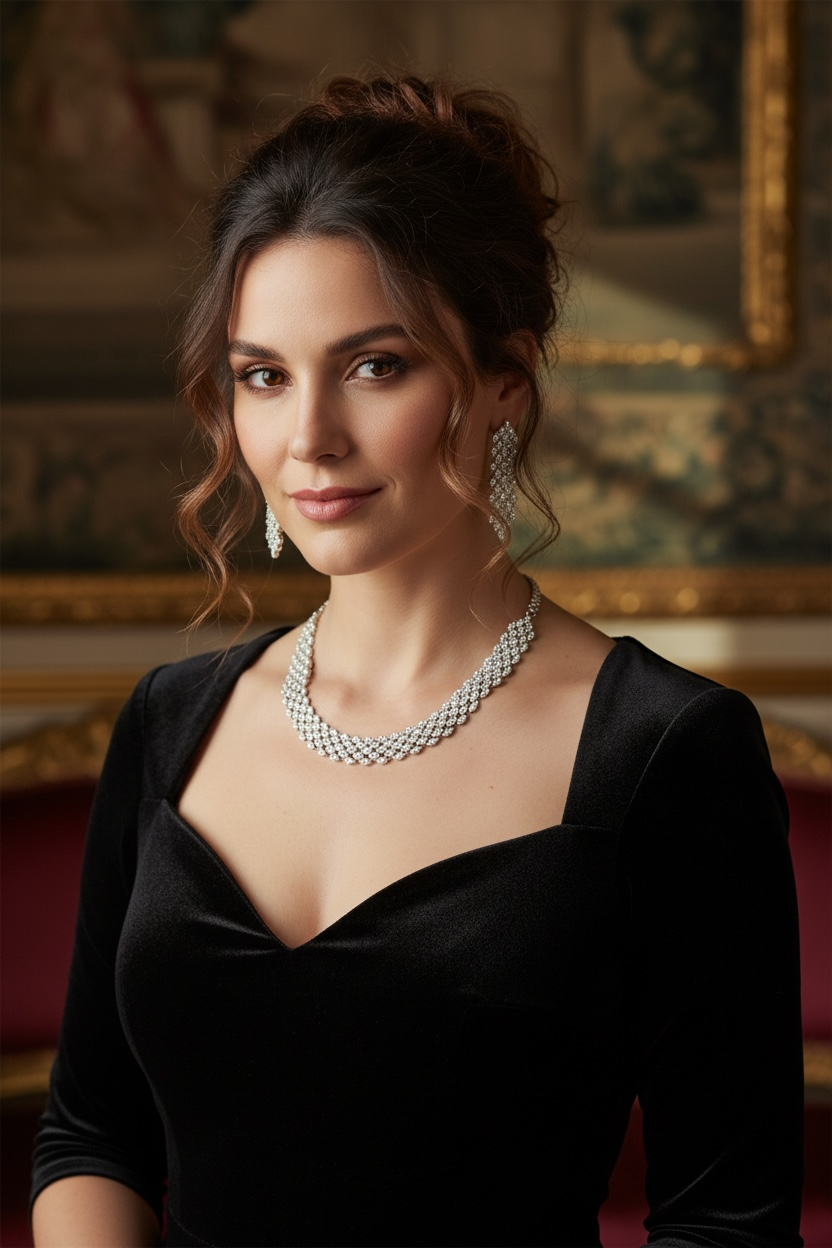 Silver CZ Diamond Braided Statement Necklace Set Holiday Jewelry