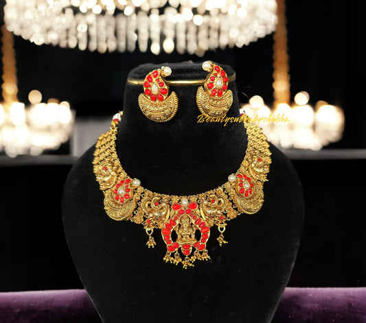 Gold Plated Temple necklace Set - Beauty Sutra by Shikha