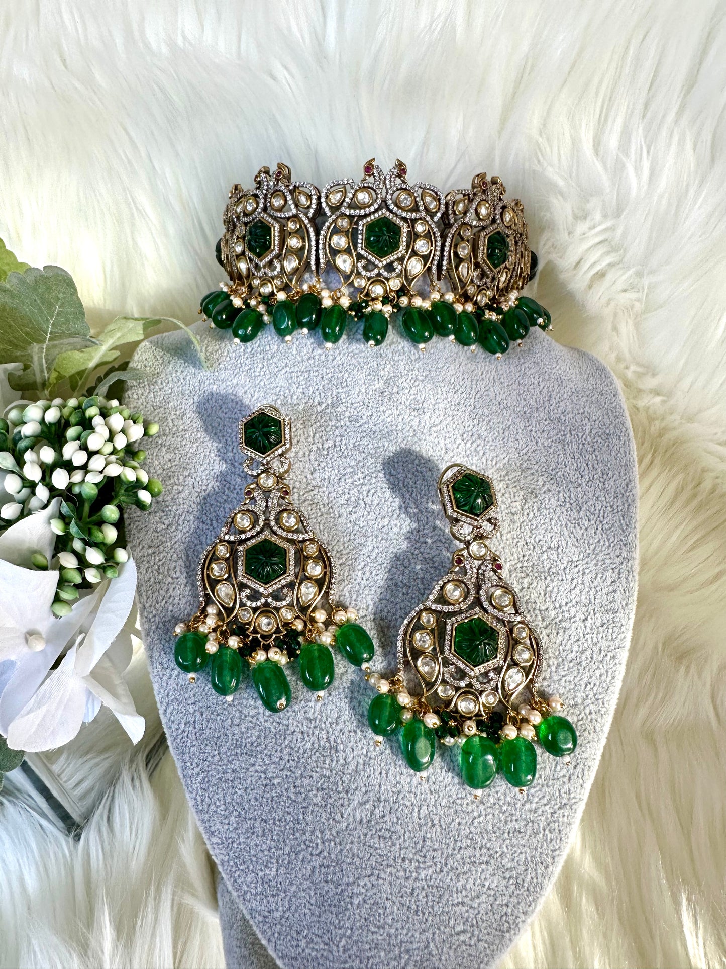 Victorian Choker necklace with Tikka and Earrings - Beauty Sutra by Shikha