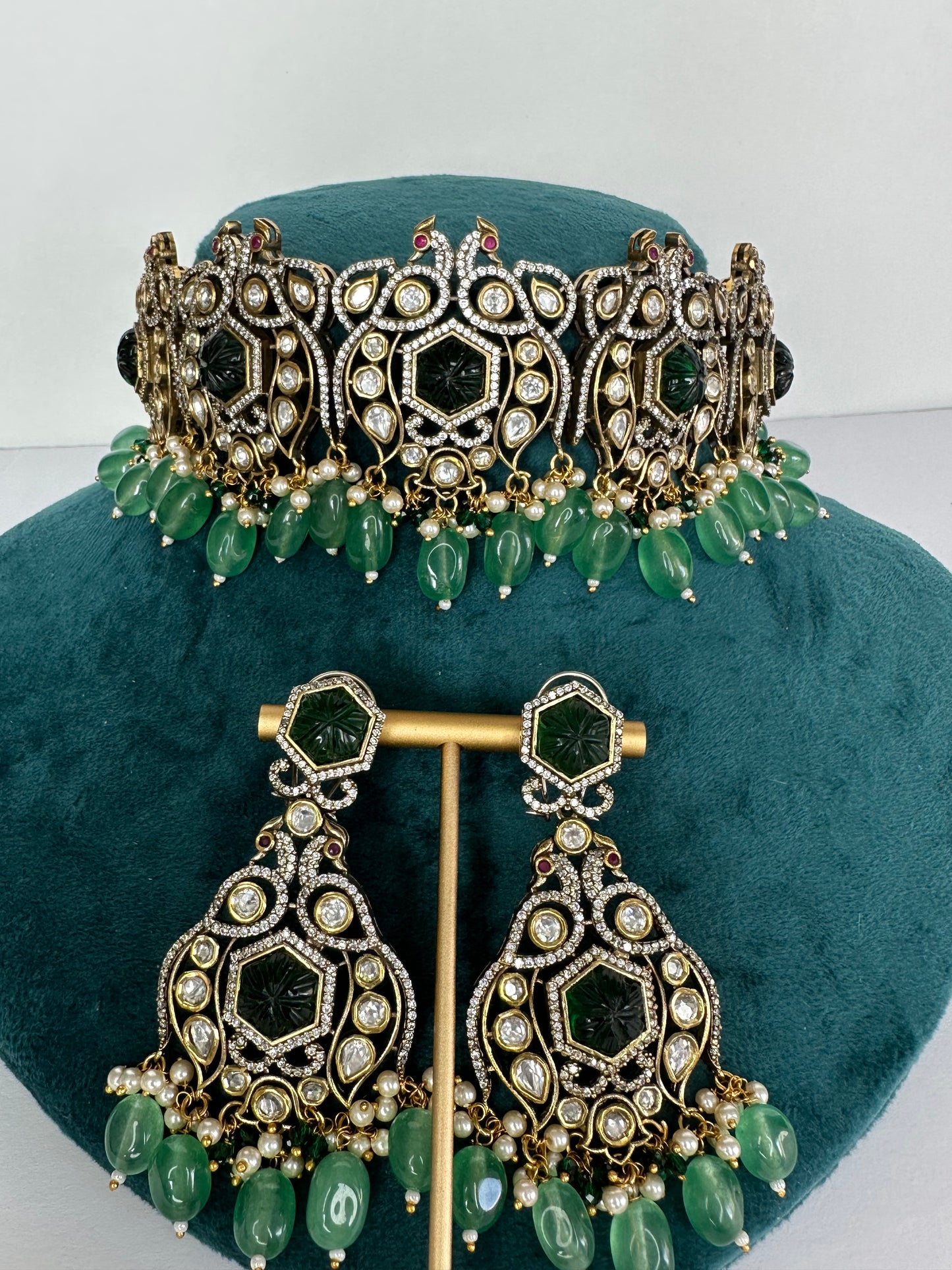 Victorian Choker necklace with Tikka and Earrings - Beauty Sutra by Shikha