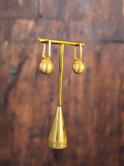 Modern Matte Finish Golden Drop Ball Earrings – Sleek & Elegant Design for Everyday Wear